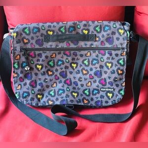 YakPak Canvas Gray With Colorful Leopard Cheetah Print Messenger Bag Laptop Bag